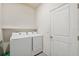Laundry room with modern washer and dryer and a white door at 3667 Autumn Amber Dr, Spring Hill, FL 34609
