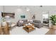 Bright living room with a vaulted ceiling, gray sectional sofa, and stylish decor at 3806 River Oaks Ct, New Port Richey, FL 34655
