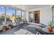 Relaxing sunroom with seating and views of the waterfront and lush landscaping at 6627 Leeside Isle, Hudson, FL 34667