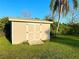 Exterior shot of a home's backyard outbuilding for tools or lawn equipment at 9512 Sunshine Blvd, New Port Richey, FL 34654
