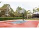 Outdoor basketball court surrounded by lush greenery and black iron fence for recreational activities at 2641 Royal Ridge Dr, Spring Hill, FL 34606