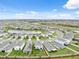 Aerial view of the community with a central pond and well-maintained landscaping at 30845 Penny Surf Loop, Wesley Chapel, FL 33545