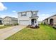 Well-kept home boasts a neatly landscaped lawn, attached garage, and a welcoming front entrance at 30845 Penny Surf Loop, Wesley Chapel, FL 33545