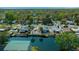 Aerial view of canal-front homes in a quiet neighborhood with direct water access and lush tree coverage at 6448 W Richard Dr, Weeki Wachee, FL 34607