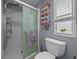 Bathroom featuring shower with glass doors, a modern toilet, and decorative towels at 6448 W Richard Dr, Weeki Wachee, FL 34607