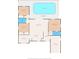 Floor plan of a single Gathering home showing layout of bedrooms, bathrooms, kitchen, pool, and garage at 7048 Oberon Ave, Spring Hill, FL 34608
