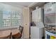 Convenient laundry area with a stackable washer/dryer and a window offering natural light and ventilation at 8211 Brent St # 816, Port Richey, FL 34668