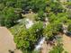 Overhead aerial view showcasing lush, green trees and the property's foundation at 16284 Sandusky St, Brooksville, FL 34604