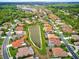 An aerial view of the beautiful neighborhood with lush greenery and serene water features at 2330 Tarragon Ln, Trinity, FL 34655