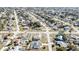 This aerial image showcases a diverse neighborhood with swimming pools and lots of mature trees at 4560 Lamson Ave, Spring Hill, FL 34608