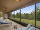 Relaxing screened patio with comfortable seating and views of the lush backyard at 8373 Maybelle Dr, Weeki Wachee, FL 34613