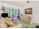Comfortable living room featuring neutral color palette, a large window and stylish furnishings at 13227 Molitor Ct, Hudson, FL 34669