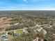 Sprawling aerial view showcasing homes nestled in a dense, mature landscape with a clear blue sky above at 18251 East Rd, Hudson, FL 34667
