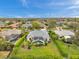 Beautiful aerial view of a single-Gathering home with a screened-in pool and manicured landscaping in a desirable neighborhood at 2336 Edelweiss Loop, Trinity, FL 34655