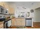 Kitchen featuring stainless steel appliances and wood cabinets open to living space at 3042 Gianna Way, Land O Lakes, FL 34638