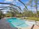 Backyard pool area with a built-in hot tub inside a screened in enclosure at 3733 Wiregrass Rd, New Port Richey, FL 34655