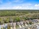 An aerial shot of a neighborhood surrounded by lush green trees at 5492 Legend Hills Ln, Spring Hill, FL 34609