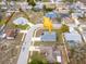 Bird's eye view of a neighborhood with neatly arranged houses and cul-de-sac street at 10114 Briar Cir, Hudson, FL 34667