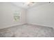 Bright bedroom featuring plush carpet, a ceiling fan, and natural light from a window at 12215 Snead Pl, Tampa, FL 33624