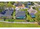 This is an aerial view of a beautiful house with a screened-in pool and well-maintained landscaping at 12446 Quail Ridge Dr, Spring Hill, FL 34610