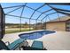 Enjoy this home's private screened-in pool with beautiful water view, perfect for relaxing or entertaining guests at 18317 Treehaven Dr, Hudson, FL 34667