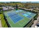 Aerial shot of the community tennis courts, featuring well-maintained surfaces and surrounding landscape at 3555 Sylvan Edge Dr, Palm Harbor, FL 34685