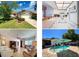 Real estate collage featuring the home's exterior, kitchen, living room, and pool at 7215 121St Ter, Largo, FL 33773