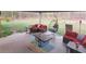 Covered patio with comfortable seating and backyard views at 18336 Macek Rd, Weeki Wachee, FL 34614