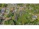 Wide aerial view of a residential area with established homes and mature trees, showcasing the neighborhood layout at 19019 3Rd Ne St, Lutz, FL 33549