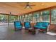 Charming screened-in porch with ceiling fans and comfortable wicker furniture at 19019 3Rd Ne St, Lutz, FL 33549