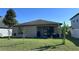 Landscaped backyard with covered patio and peaceful outdoor space at 12403 Coralbean Ct, New Port Richey, FL 34654