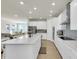 Modern kitchen features white cabinetry, stainless steel appliances, and a large island at 1436 Gopher Loop, Tarpon Springs, FL 34689