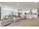 Spacious living room featuring comfortable seating, and an open layout to the dining and kitchen area at 1436 Gopher Loop, Tarpon Springs, FL 34689