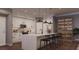Stylish kitchen featuring a center island with bar seating, modern lighting, and white subway tile backsplash at 4112 Southern Valley Loop, Brooksville, FL 34601