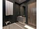 Modern bathroom featuring a soaking tub, a sleek vanity with a stylish mirror, and elegant fixtures at 4611 Hickory Oak Dr, Brooksville, FL 34601