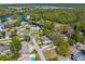 Aerial view of a residential neighborhood featuring waterfront properties, lush greenery, and tree-lined streets at 6244 Warren Ave, New Port Richey, FL 34653