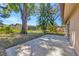 Lush backyard featuring mature trees, a view of the screened lanai, and an inviting patio at 8626 White Springs Dr, New Port Richey, FL 34655