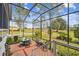 Enjoy the outdoors bug-free on this screened patio with space for seating and a view of the landscaped yard at 11339 Alden Ct, Hudson, FL 34667