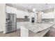 Modern kitchen features stainless steel appliances, granite countertops, and sleek white cabinetry at 1155 Buckhurst Dr, Spring Hill, FL 34609