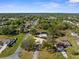 Expansive aerial view of a residential neighborhood with lush greenery and well-maintained homes at 15193 Copeland Way, Brooksville, FL 34604