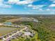 Beautiful aerial view showcasing homes, lush landscaping, and tranquil ponds in the community at 15793 Midnight Dove Ct, Odessa, FL 33556