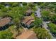 Overhead view of homes surrounded by lush trees with parking and walkways in this established neighborhood at 1737 Pine Ridge W Way # B-1, Palm Harbor, FL 34684