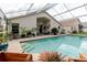 Inviting swimming pool with lush landscaping and covered patio views at 7239 Sharpsburg Blvd, New Port Richey, FL 34653
