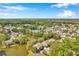 Scenic aerial view of a lakeside community with lush landscaping and beautiful homes under a partly cloudy sky at 9046 Lake Place Ln # 9046, Tampa, FL 33634