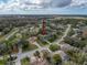 Aerial photo displaying neighborhood with homes and mature trees, highlighting the property location at 10136 Highcrest Ln, New Port Richey, FL 34654