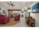 Bright and airy living room featuring comfortable seating and stylish decor at 2375 Fairskies Dr, Spring Hill, FL 34606