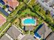 Aerial view of a sparkling swimming pool surrounded by lounge chairs and lush landscaping in the community at 553 52Nd N Ave, St Petersburg, FL 33703