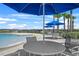 An inviting pool area with tables, chairs, and umbrellas providing a perfect spot for relaxation and socializing at 582 8Th Nw St, Ruskin, FL 33570