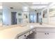 Modern bathroom featuring a large mirror, ample counter space and access to toilet room at 7107 Pond View Ct, Spring Hill, FL 34606