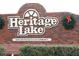 This is the sign for Heritage Lake, a deed-restricted 55 plus community at 9321 Whitstone Ct, New Port Richey, FL 34655